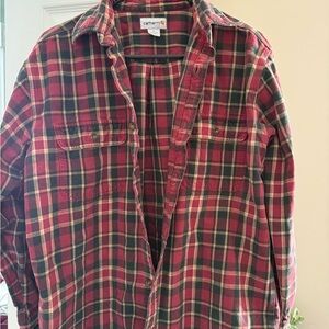 Carhartt Men's Red Plaid Button Down Shirt